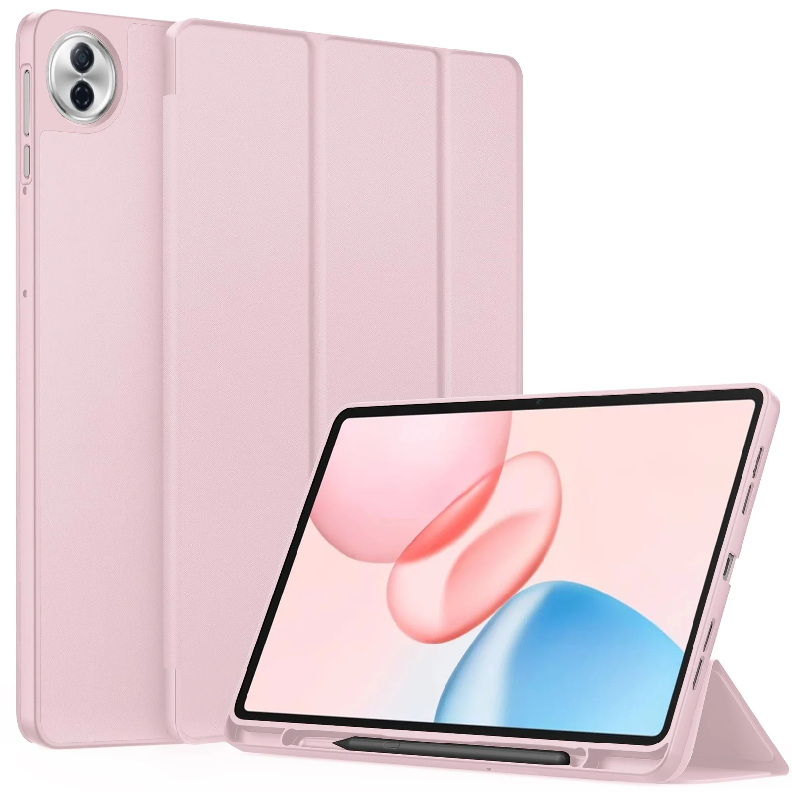 DL3 Mobilak Honor Pad 10 12.1inch 2025 Case with Pen Holder, Soft TPU Back Trifold Stand Protective Smart Cover Flip, Auto Wake&Sleep - Pink