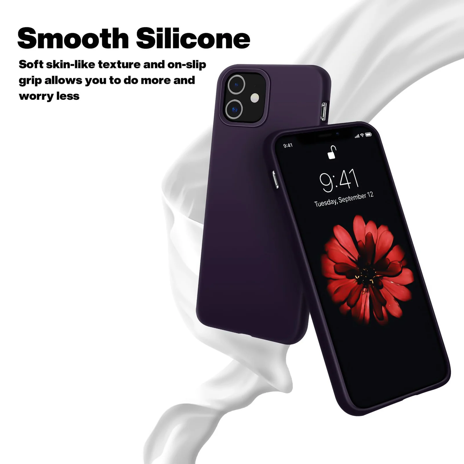 DL3 Mobilak Liquid Silicone Protective Case for iPhone 11 (6.1 Inch) with Camera Protection and Microfiber Lining - Elderberry