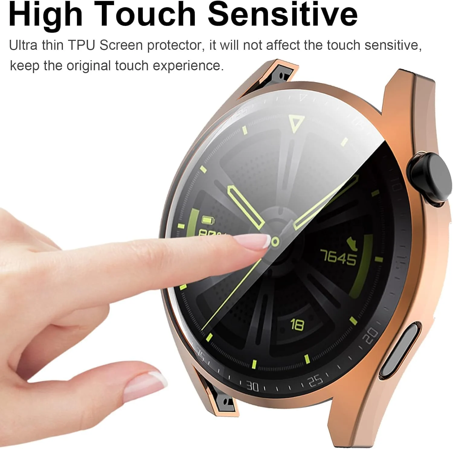 DL3 Mobilak Case Compatible with Huawei Watch GT3 46mm Case All-Around Screen Protector Watch Soft TPU Shockproof Cover Slim Guard Thin Bumper Shell Protector - Rose Gold