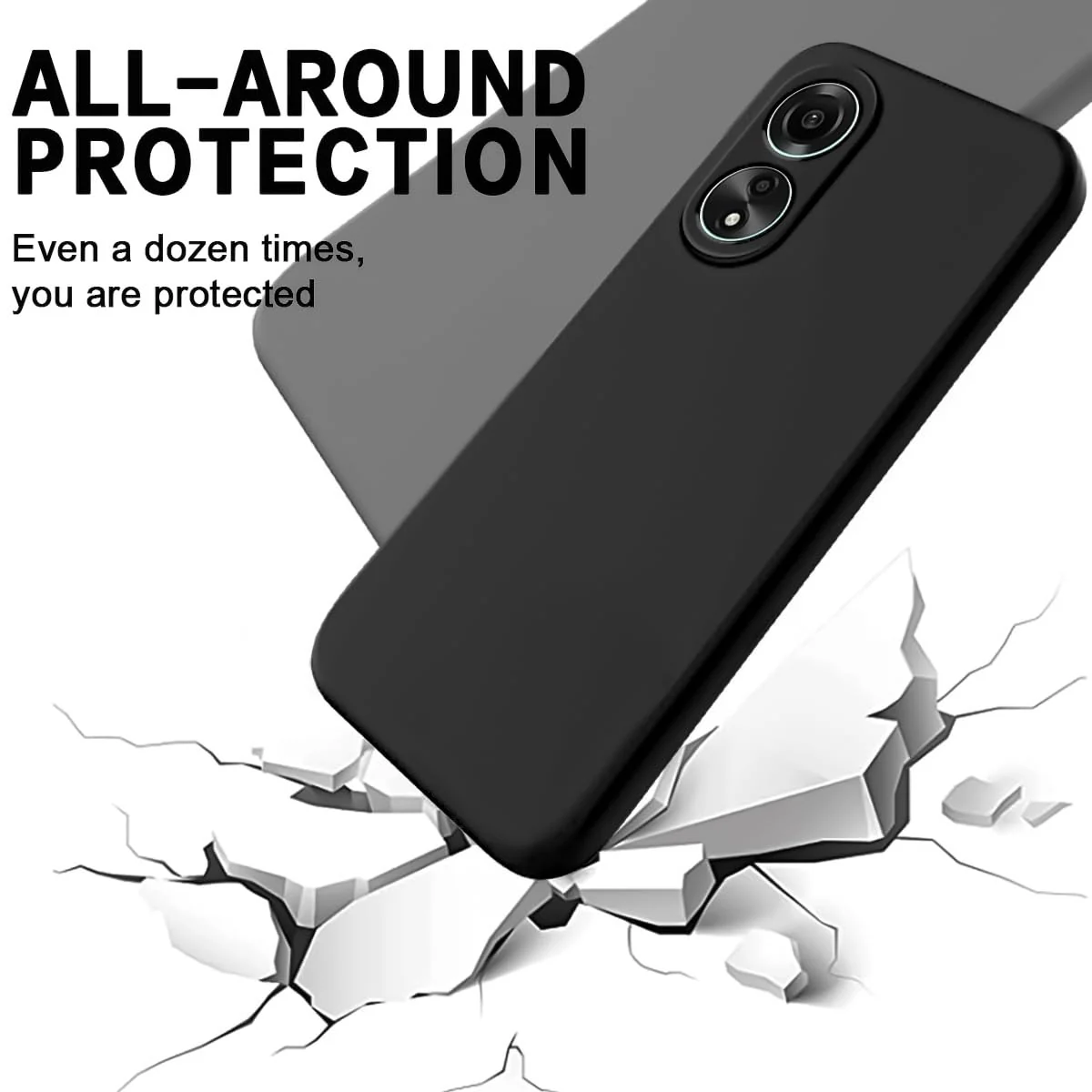DL3 Mobilak Silicone Protective Case for OPPO A78, Shock-absorbing protection, Scratch-resistant surface, Soft microfiber lining - Black