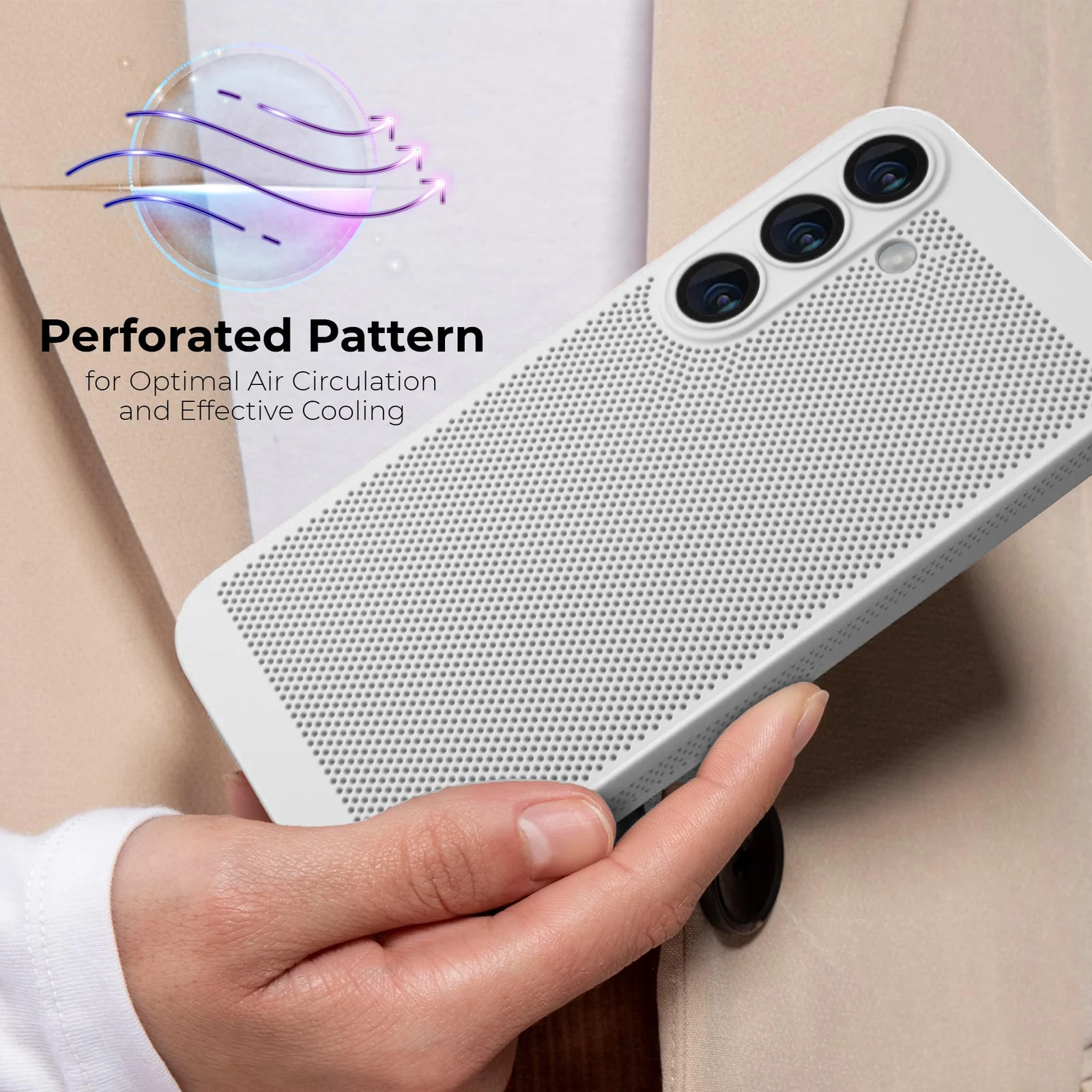 DL3 Mobilak Heat-Dissipation Hard PC Case with Built-In Camera Lens Protector for Samsung Galaxy A25 5G - White