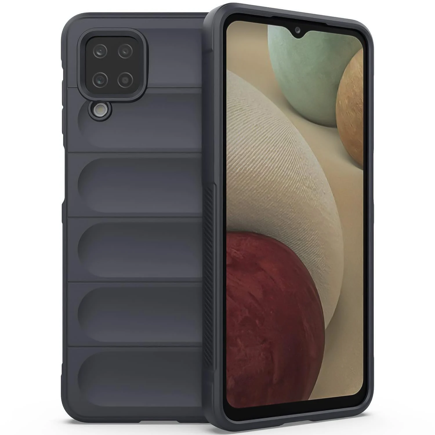 DL3 Mobilak Flexible Silicone and TPU Protective Case with Camera Protection for Samsung Galaxy A12 / M12 - Dark Gray