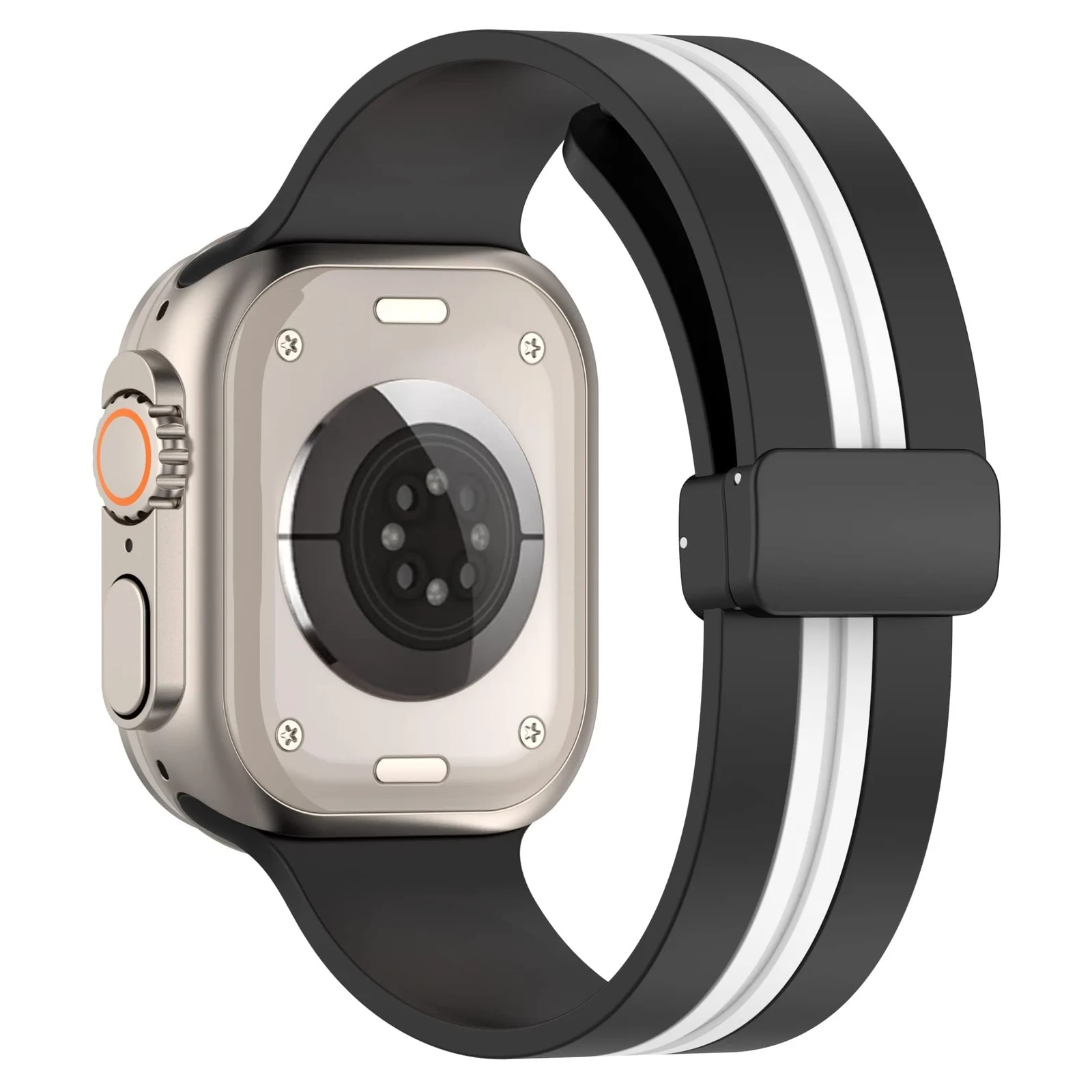 DL3 Mobilak Magnetic Strap for Apple Watch Band 49mm 45mm 44mm 41mm 40mm 38mm 42mm, Sport Silicone Replacement Wristband Strap for iwatch Series 9 8/7/6/5/4/3/2/SE (38mm/40mm/41mm) - Black White