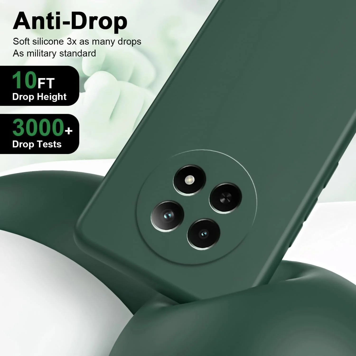 DL3 Mobilak Liquid Silicone Case for realme 13 5G / realme 12 5G / realme 12X 5G, Shock-absorbing protection, Scratch-resistant surface, Soft microfiber lining - Green