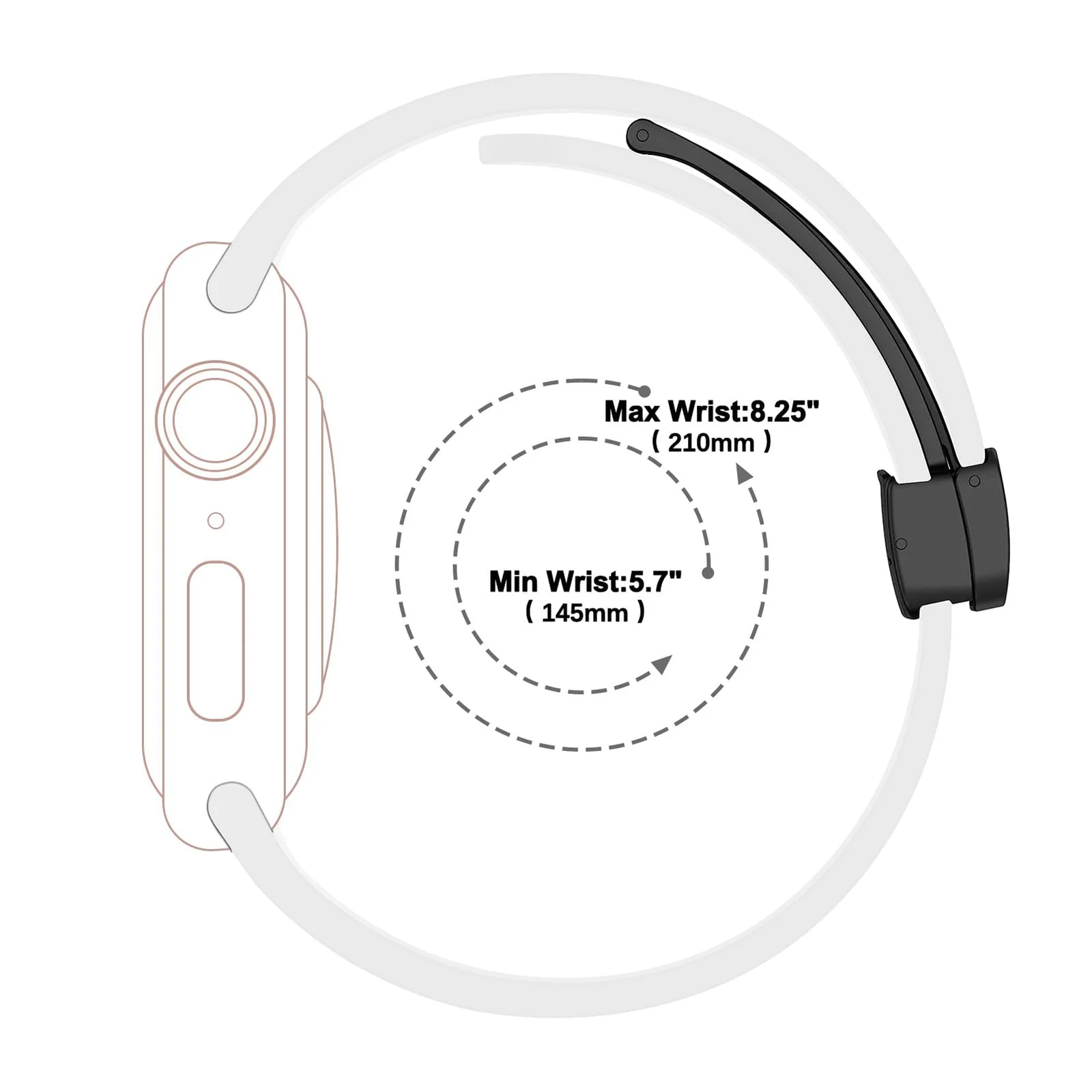 DL3 Mobilak Magnetic Bands for Apple Watch Ultra/Ultra 2 Band 49mm 45mm 44mm 42mm 41mm 40mm 38mm, Soft Sport Silicone Strap for iwatch Series 9/8/7/6/5/4 (White, 42mm/44mm/45mm/49mm), unisex-adult - Black