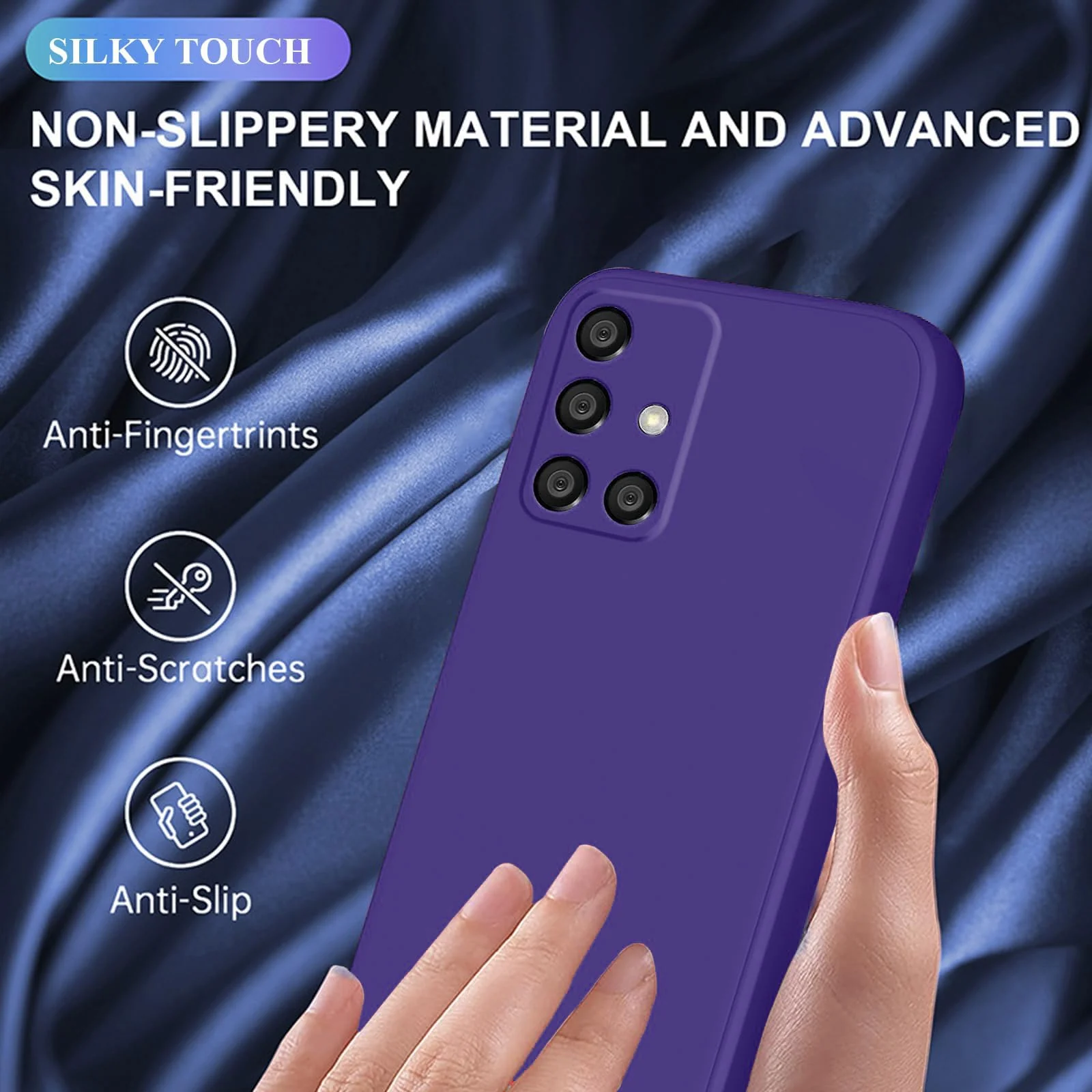 DL3 Mobilak Soft Silicone Protective Case for Samsung Galaxy A51 with Microfiber Lining and Shockproof Design - Purple
