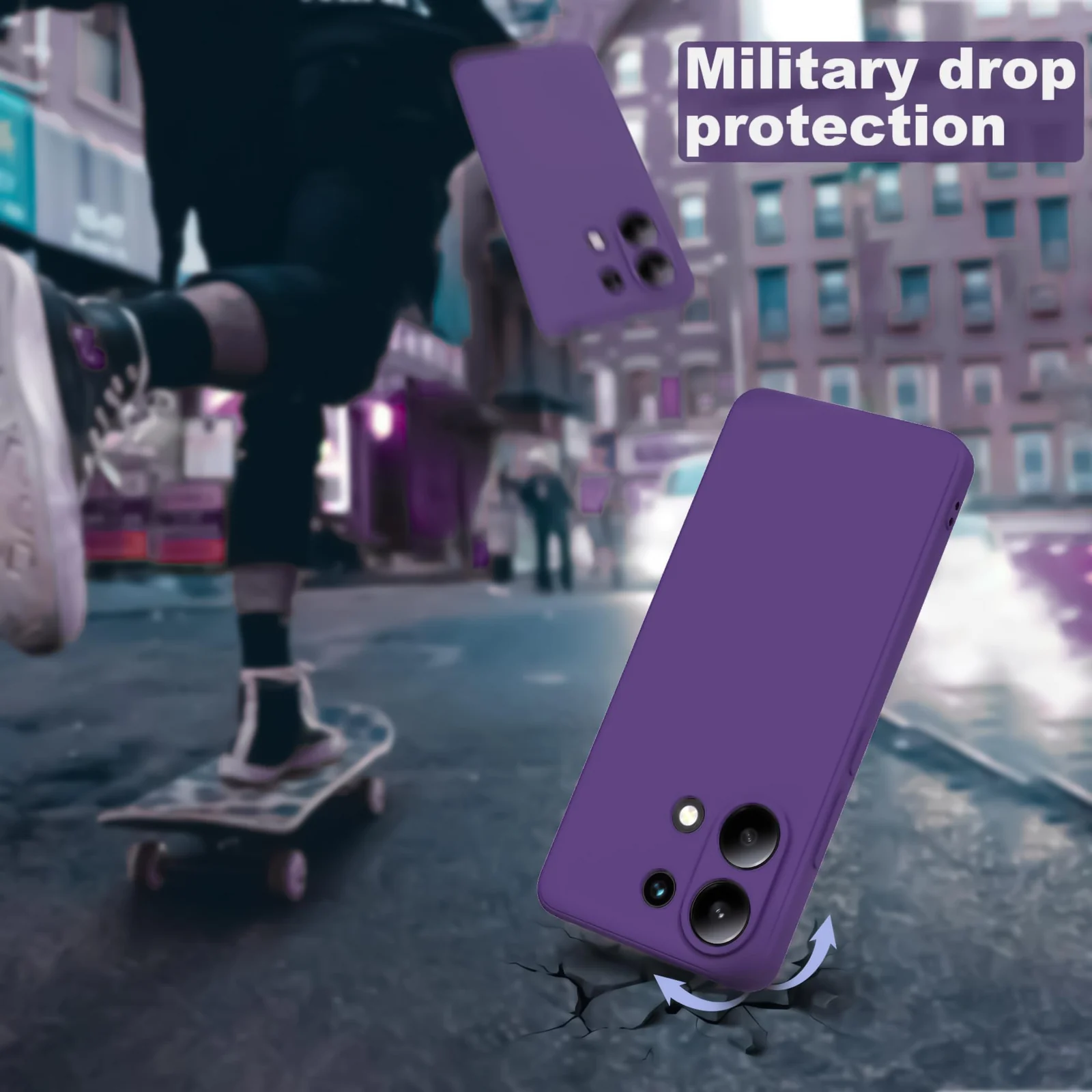 DL3 Mobilak Liquid Silicone Case for Xiaomi Redmi Note 13 4G, Shock-absorbing protection, Scratch-resistant surface, Soft microfiber lining - Purple