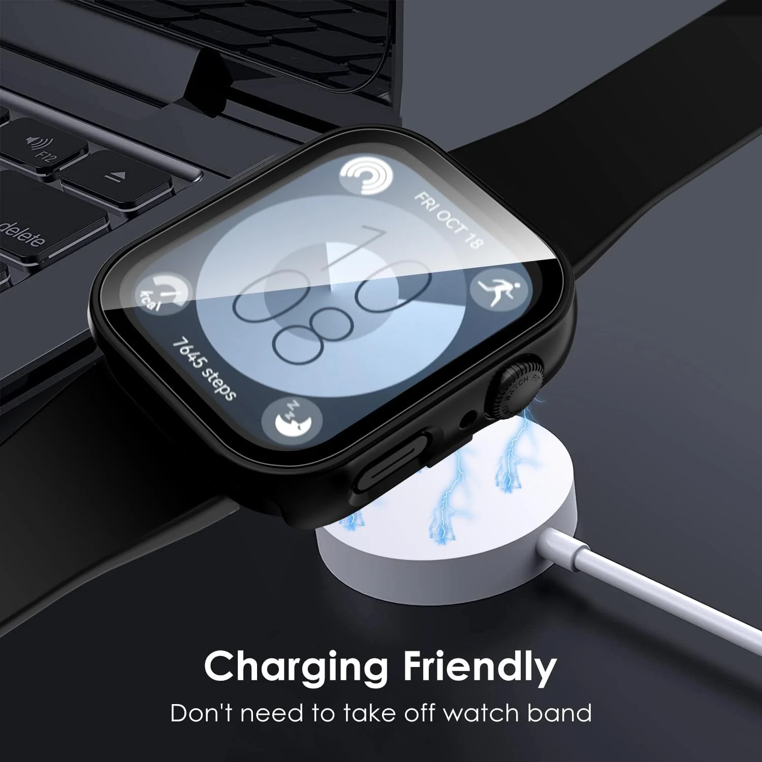 DL3 Mobilak Case Compatible with Huawei Watch Fit 3, Full Coverage Slim Hard Case Protective Bumper Built-in Tempered Glass Screen Protector Shell for Huawei Watch Fit 3 - Black