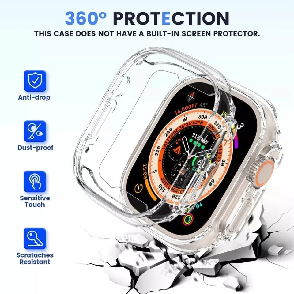 DL3 Mobilak Case Compatible with Apple Watch Ultra 49mm Case Watch Soft TPU Shockproof Cover Slim Guard Thin Bumper Shell Protector - Clear