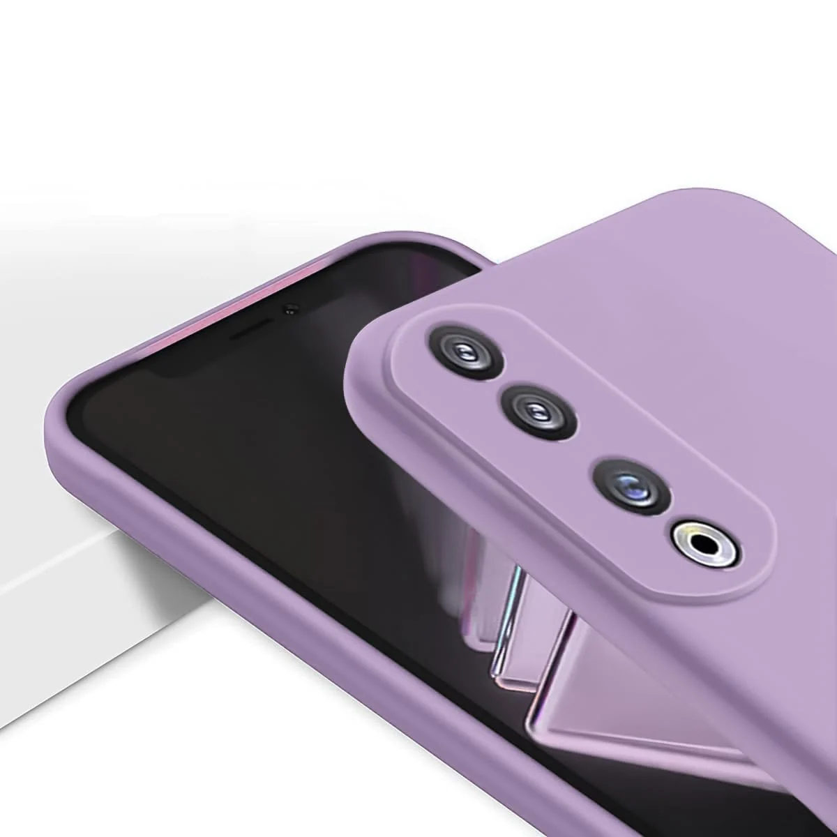DL3 Mobilak Soft Silicone Protective Case for Honor 90 with Microfiber Lining and Shockproof Design - Lavender