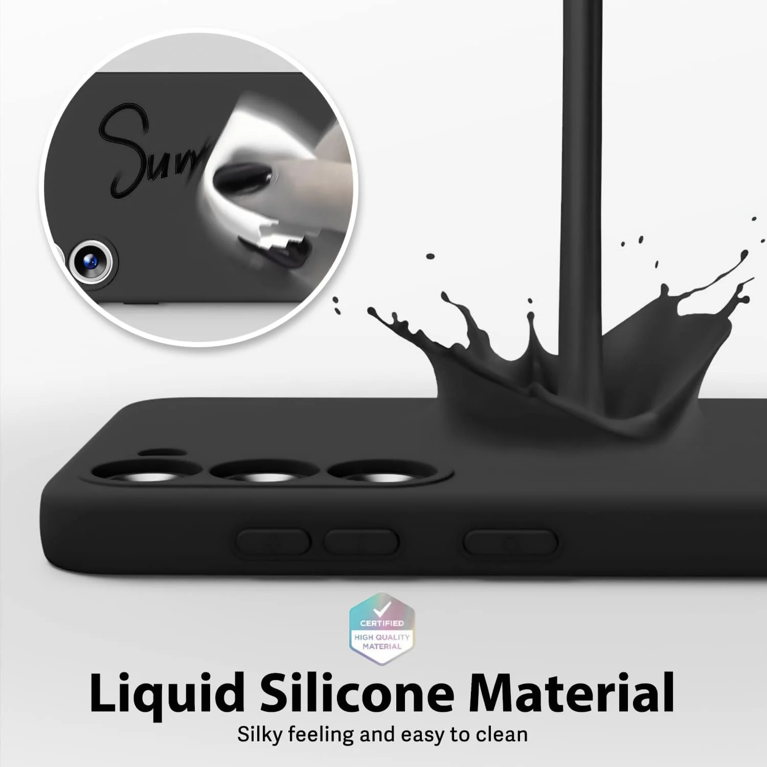 DL3 Mobilak Liquid Silicone Case for Samsung Galaxy Note 10, Shock-absorbing protection, Scratch-resistant surface, Soft microfiber lining - Black