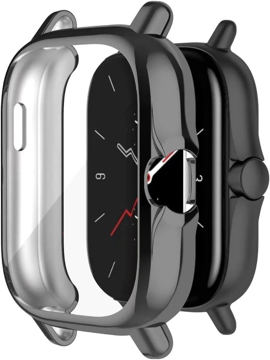 DL3 Mobilak Case Compatible with Amazfit GTS 3 & Amazfit GTS Case All-Around Screen Protector Watch Soft TPU Shockproof Cover Slim Guard Thin Bumper Shell Protector - Black