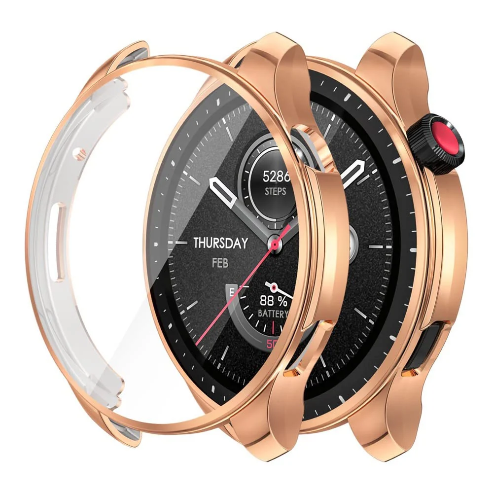 DL3 Mobilak Case Compatible with Amazfit GTR 4 / GTR4 Pro Case Watch Soft TPU Shockproof Cover Slim Guard Thin Bumper Shell Protector - Rose Gold