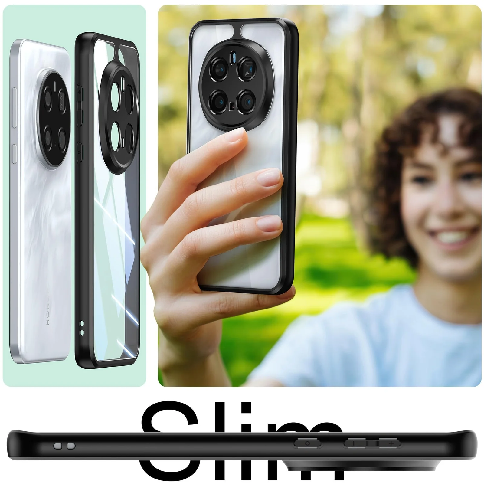 DL3 Mobilak Soft Silicone Protective Case for Honor Magic 7 Pro 5G with Camera Protection and Military-Grade Protection - Black