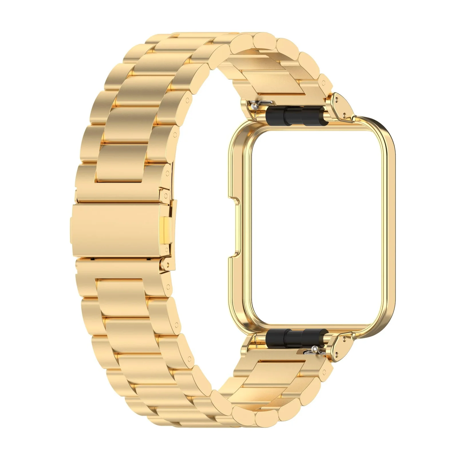 DL3 MOBILAK Adjustable Stainless-Steel Watch Strap with Case for Xiaomi Redmi Watch 2 Lite and Poco Watch and Horloge 2 - Gold