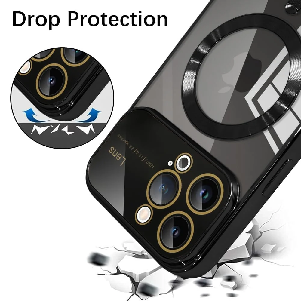 DL3 Mobilak Clear MagSafe-Compatible Magnetic Case for iPhone 14 Pro 6.1 Inch with Camera Protection and Shockproof Design - Black