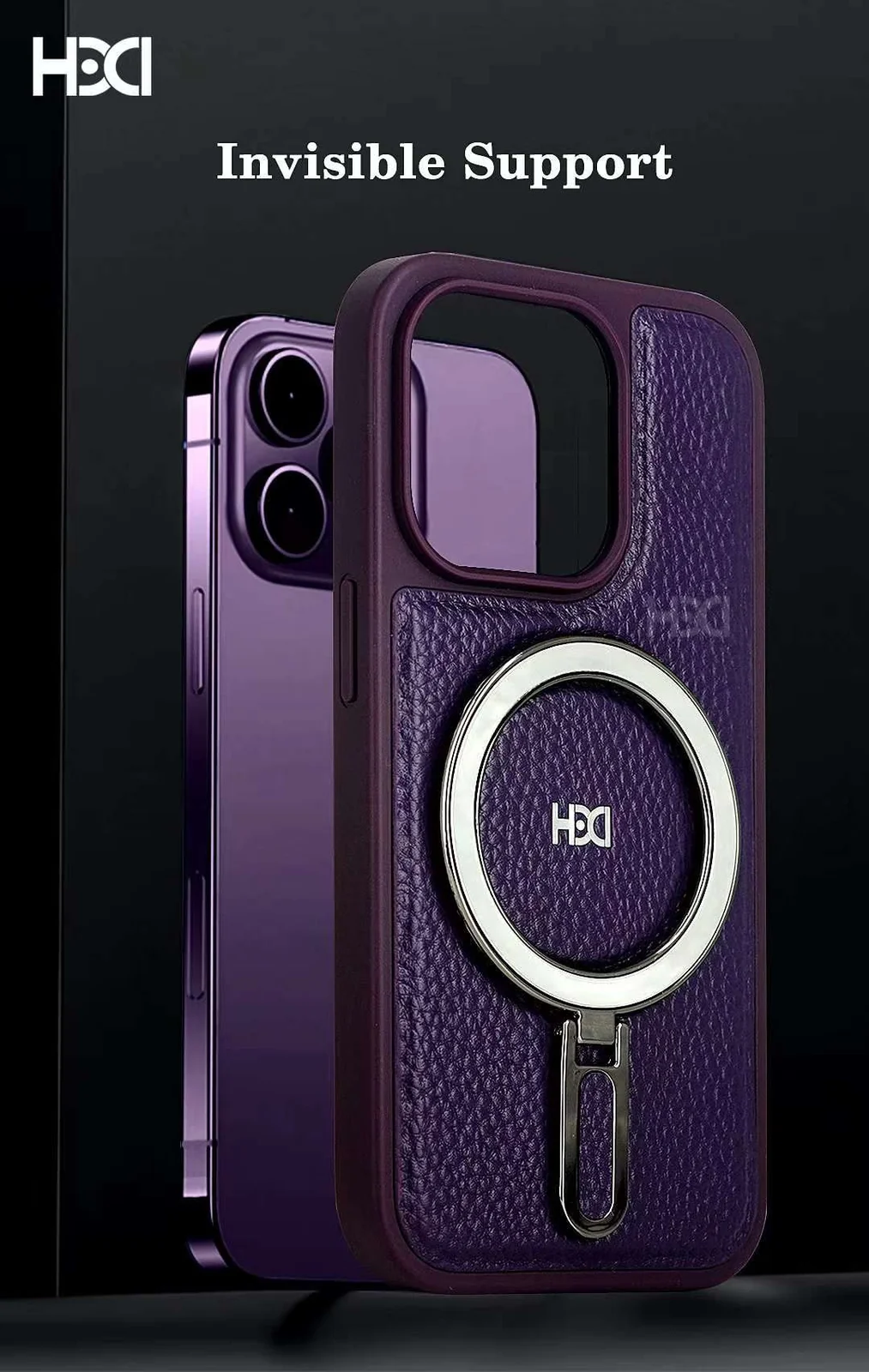 DL3 Mobilak Case Magnetic For Apple iPhone 11 Pro Max (6.5 Inch) [Compatible with MagSafe] with Stand, [Military Grade Drop Protection] Shockproof Leather Back Slim Protective Phone Case - Purple