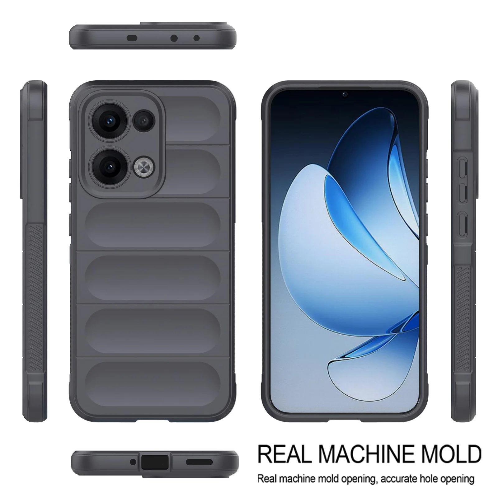 DL3 Mobilak Flexible Silicone and TPU Protective Case with Camera Protection for OPPO Reno 13 5G - Dark Gray