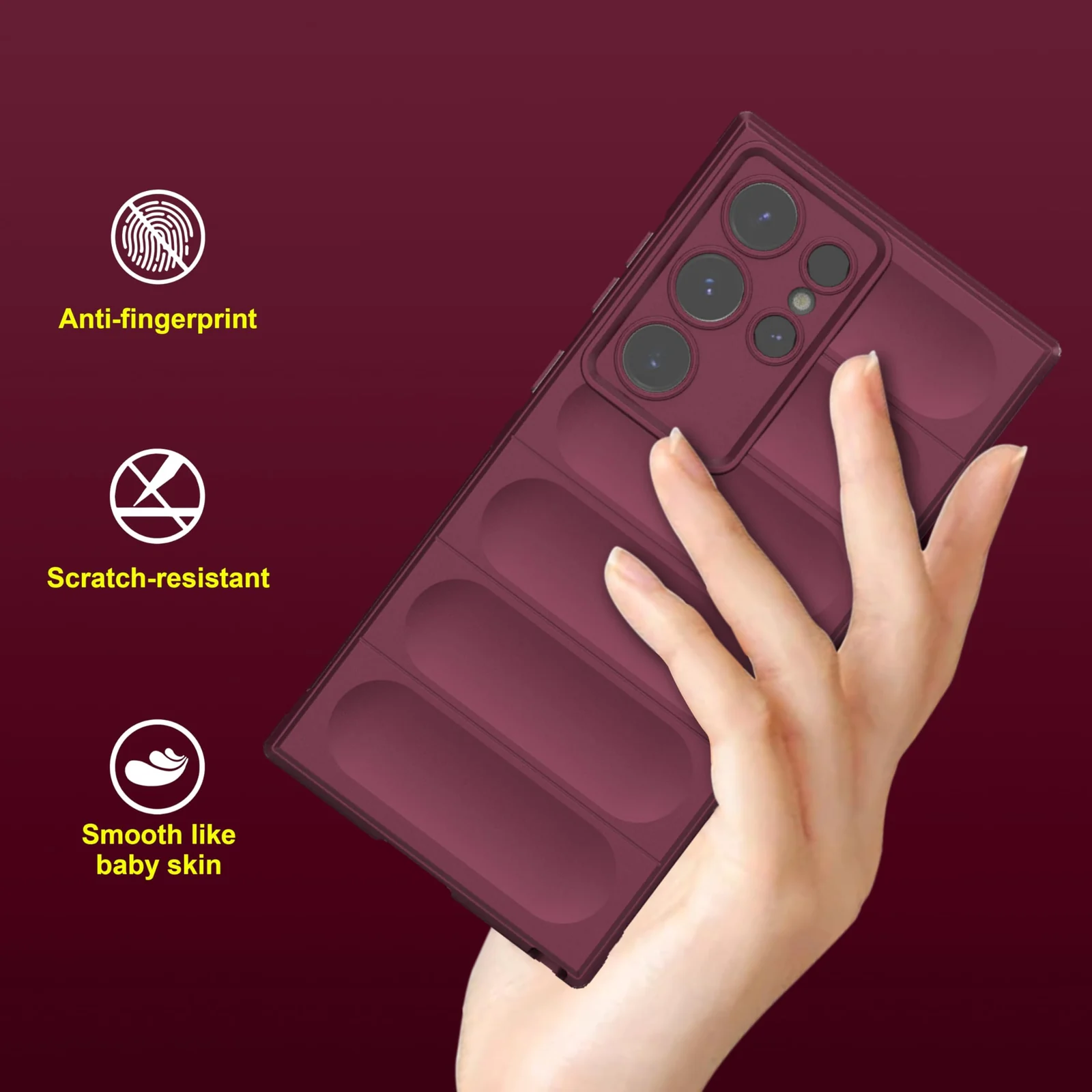 DL3 Mobilak Silicone Case for Samsung Galaxy S24 Ultra Heavy Duty Protective [Slim Fit] Shockproof Soft Flexible Protective Design Shock-Absorption TPU Cover With Camera Protection - Wine Red