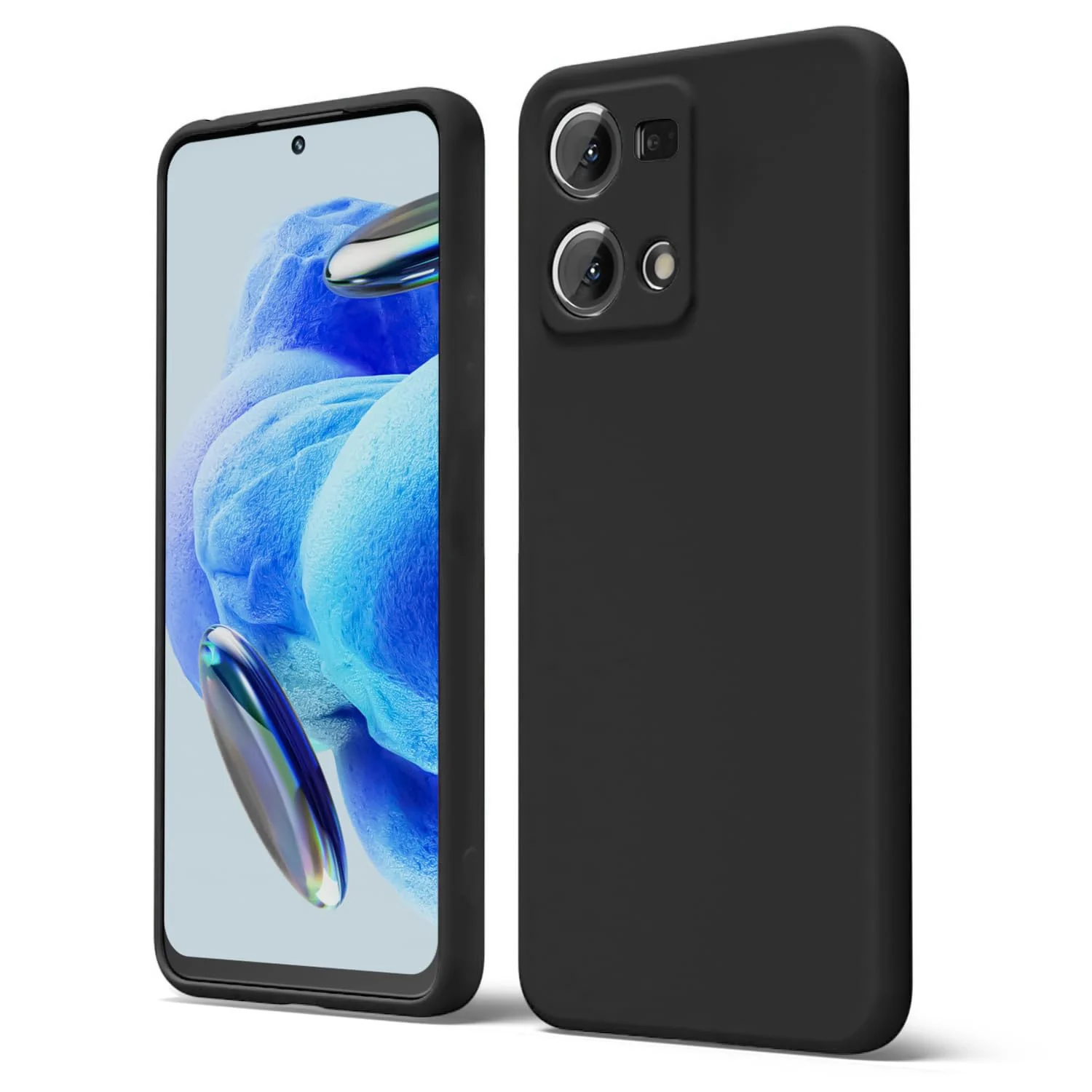 DL3 Mobilak Liquid Silicone Case for OPPO Reno 8 4G / OPPO Reno 7 4G, Not compatible with MagSafe, Supports wireless charging, Camera protection - Black