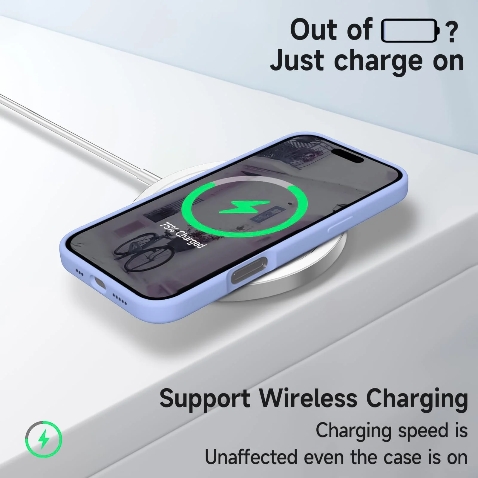 DL3 Mobilak Liquid Silicone Case for iPhone 16 + Plus 6.7-Inch, Supports wireless charging, Shock-absorbing protection, Scratch-resistant surface - Lavender Blue