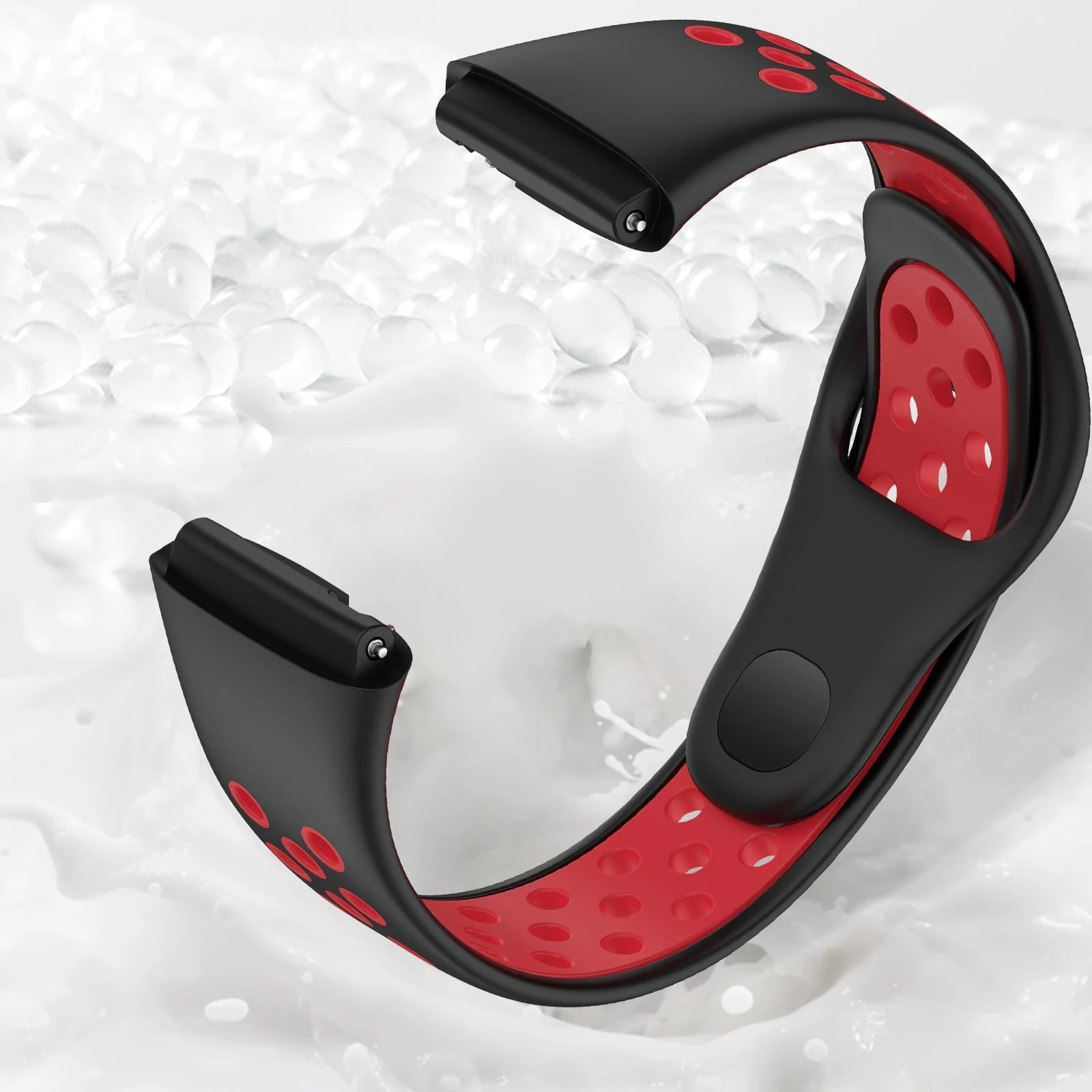 DL3 Mobilak Strap Silicone Compatible With Xiaomi Redmi Watch 3 Active/Redmi Watch 3 Lite, Sport Silicone Watch Band Wrist Strap, Bracelet Wristband Wrist Strap - Black Red