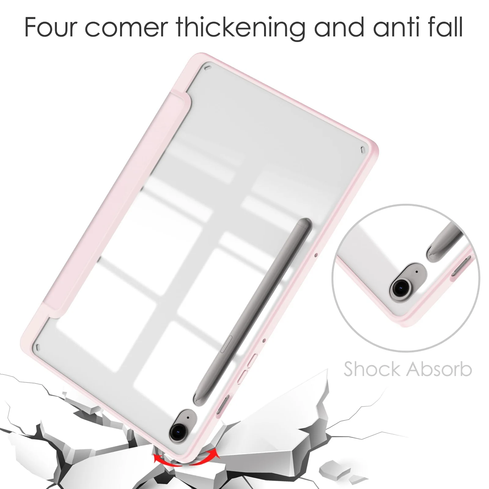 DL3 Mobilak Hybrid Slim Case for Samsung Galaxy Tab S9 FE 5G 10.9 Inch/Galaxy Tab S9 11 Inch 2023 with S Pen Holder, Shockproof Cover with Clear Transparent Back Shell, Auto Wake/Sleep - Pink Sand