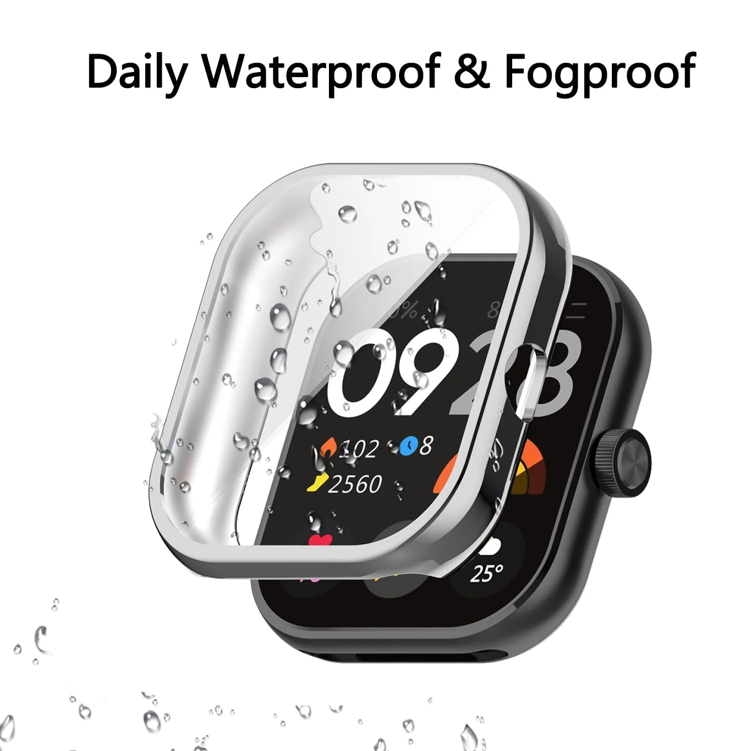 DL3 Mobilak Case Compatible with Xiaomi Redmi Watch 4 Case All-Around with Built-in Screen Protector Watch Soft TPU Shockproof Cover Slim Guard Thin Bumper Shell Protector - Silver