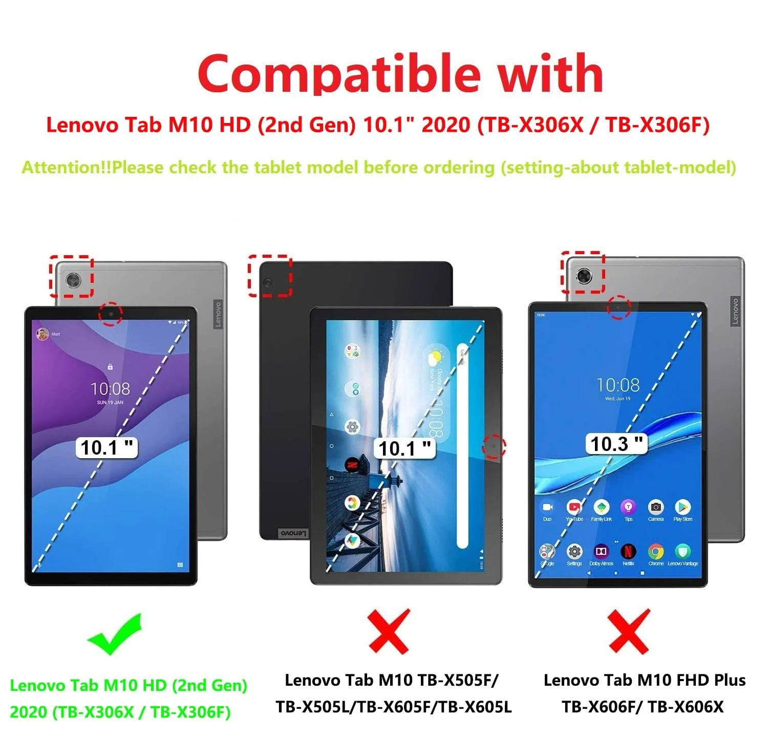 DL3 Mobilak Case for Lenovo Tab M10 10.1 inch 2nd Gen 2020 (TB-X306, TB-X306F, TB-X306X), Hybrid Rugged Armor Heavy Duty 2 in 1 TPU + PC Combo Dual Layer Shockproof Case with Kickstand - White