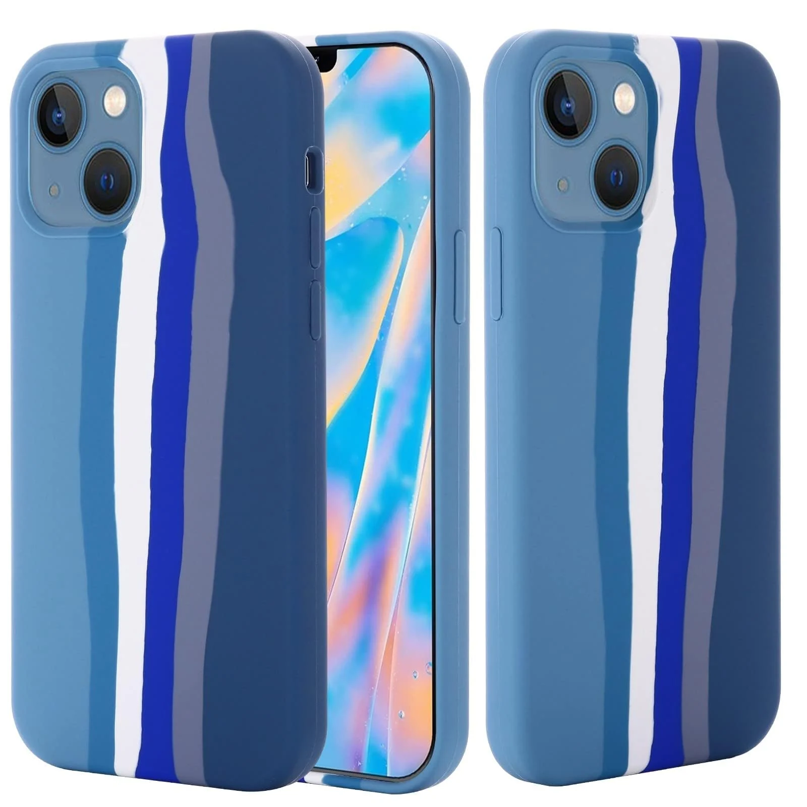 DL3 Mobilak Liquid Silicone Protective Case for iPhone 14 (6.1 Inch) with Camera Protection and Microfiber Lining - Multicolor 3
