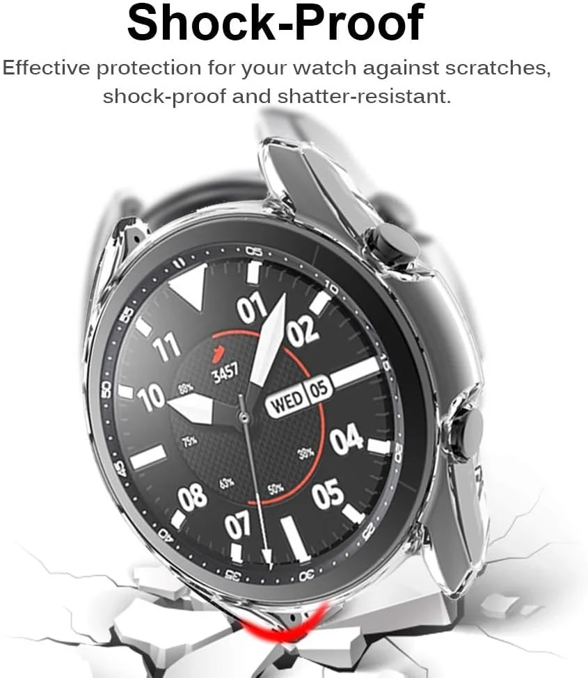 DL3 Mobilak Case Compatible with Samsung Galaxy Watch 3 45mm Case All-Around Screen Protector Watch Soft TPU Shockproof Cover Slim Guard Thin Bumper Shell Protector - Clear