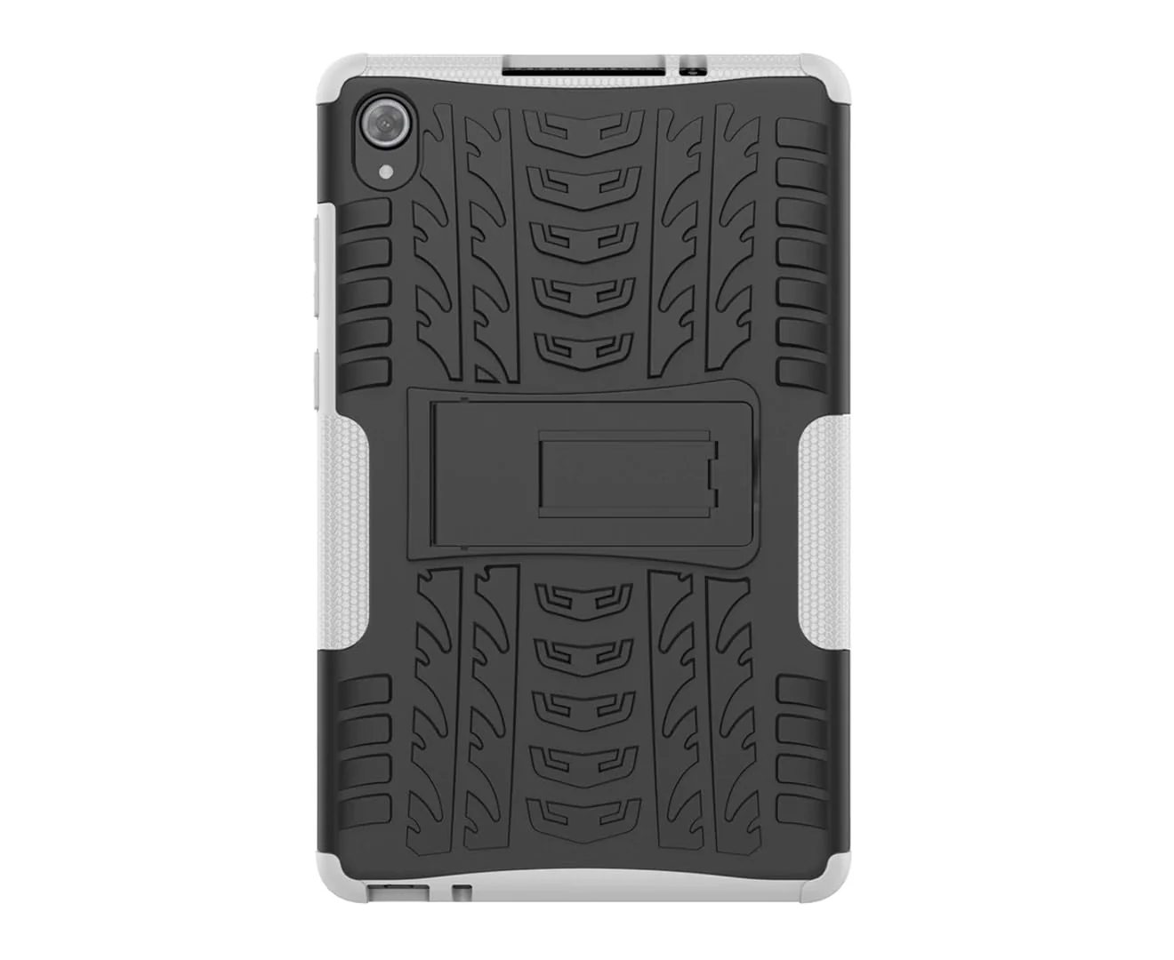 DL3 Mobilak Case For Lenovo Tab M8 4th Gen 2023/3rd Gen 2022/HD LTE 2021/Tab M8 HD/Tab M8 FHD 2019 8.0 inch, Hybrid Rugged Armor Heavy Duty 2 in 1 TPU + PC Dual Layer Case with Kickstand - White