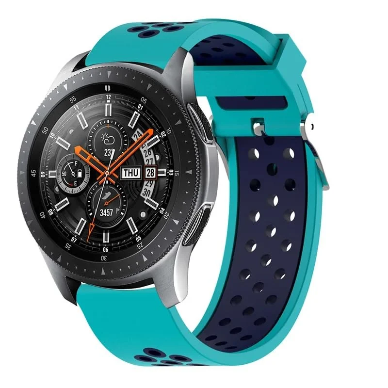 DL3 Mobilak Silicone Sport Band 22MM Xiaomi Redmi Watch 5 Active/5 Lite/Samsung Galaxy Watch 46mm/Watch 3 45mm/Gear S3/Huawei watch (GT6 GT5 GT4 GT3 GT2 GT 46MM)/GT2E/GT5 Pro/GT 6 Pro/Amazfit GTR 3/4 - Cyan Blue