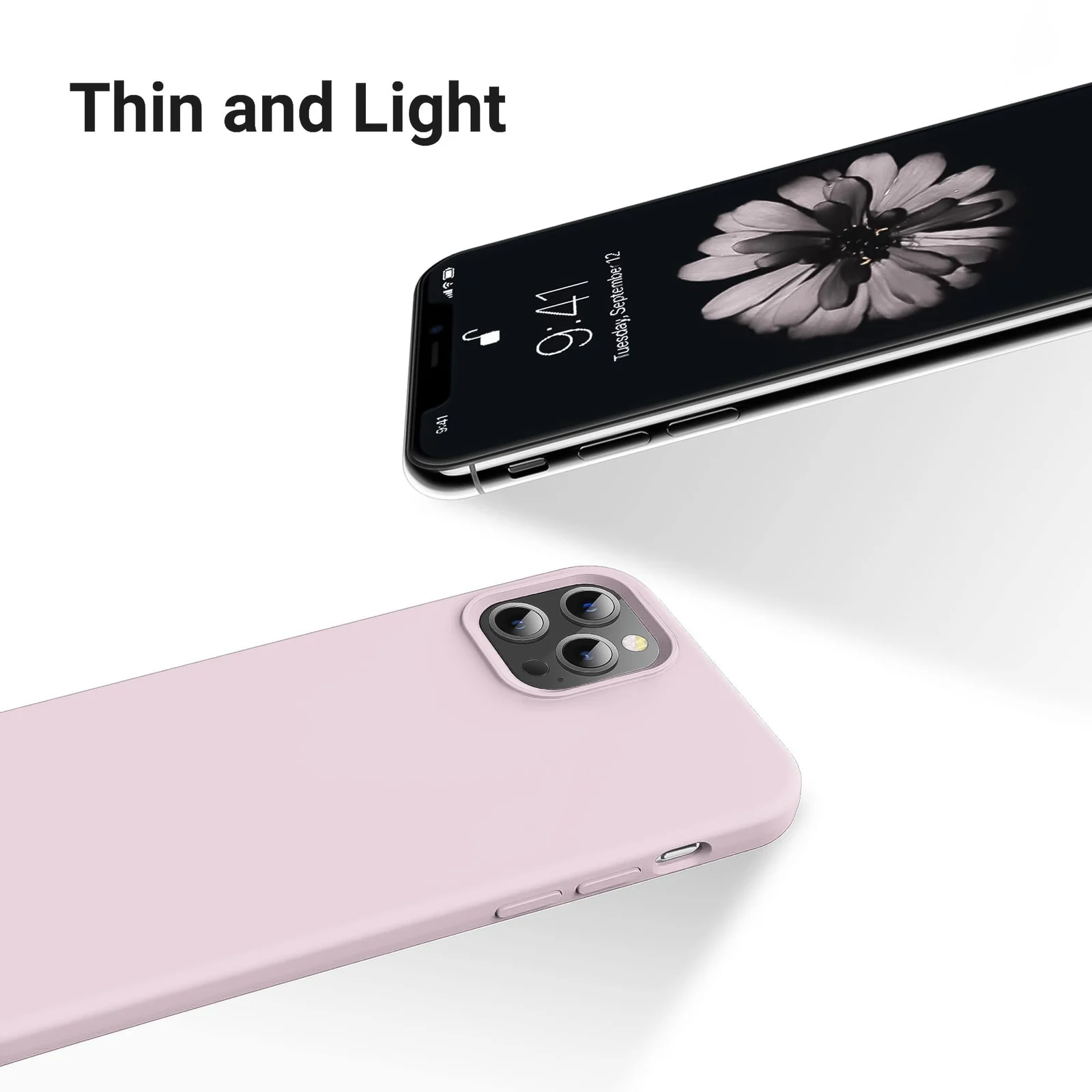 "DL3 Mobilak Compatible with iPhone 15 Pro Max Case 6.7"", Slim Liquid Silicone 3 Layers Soft Gel Rubber Shockproof Protective Phone Case with Anti-Scratch Microfiber Lining - A. pink Sand"