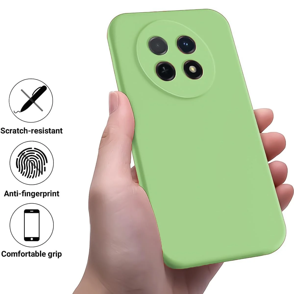 DL3 Mobilak Soft Silicone Protective Case for Huawei Nova Y91 4G / Huawei Enjoy 60X 4G with Microfiber Lining and Shockproof Design - Light Green