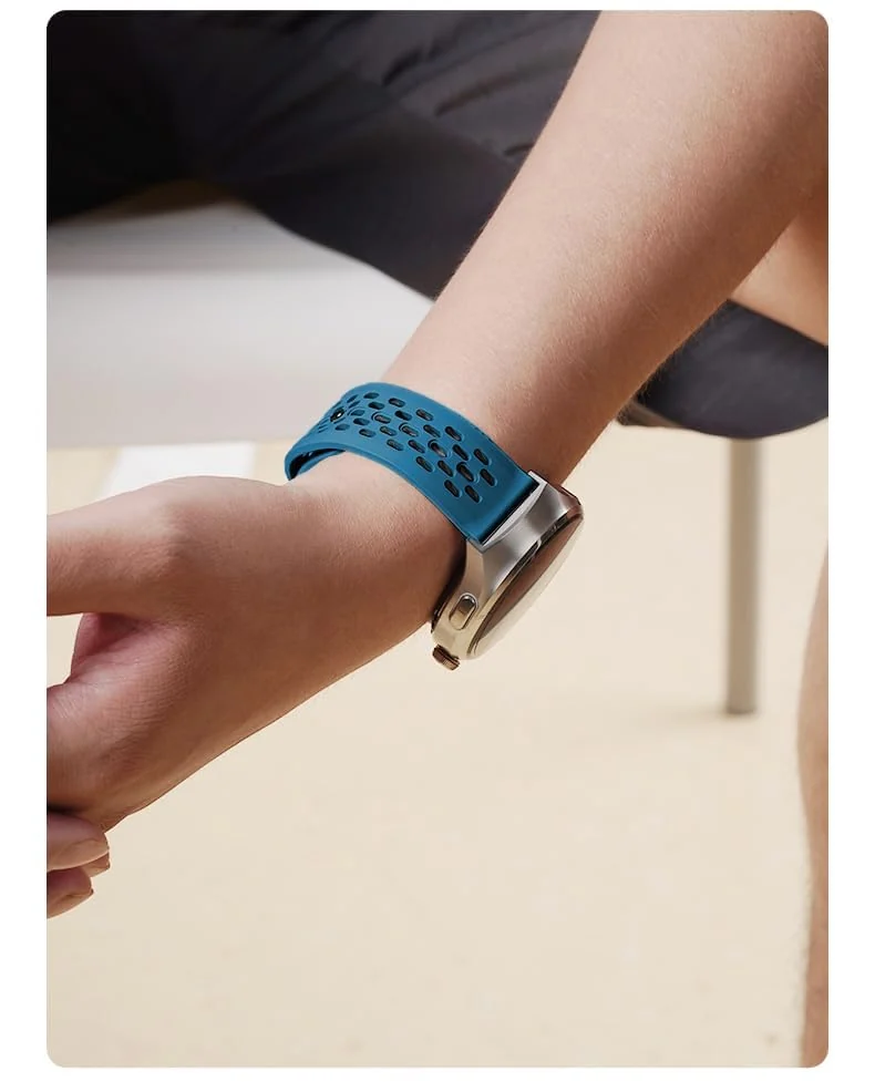 DL3 Mobilak 22mm Breathable Sport Band for Xiaomi Redmi Watch 5 Lite/5 Active/Samsung Galaxy Watch 3 45mm/Watch 46mm/Gear S3/Huawei watch GT6 GT5 GT4 GT3 GT2 (46MM)/GT2E/GT 3 Pro/GT 5 Pro, Soft Silicone Strap - Blue Lagoon