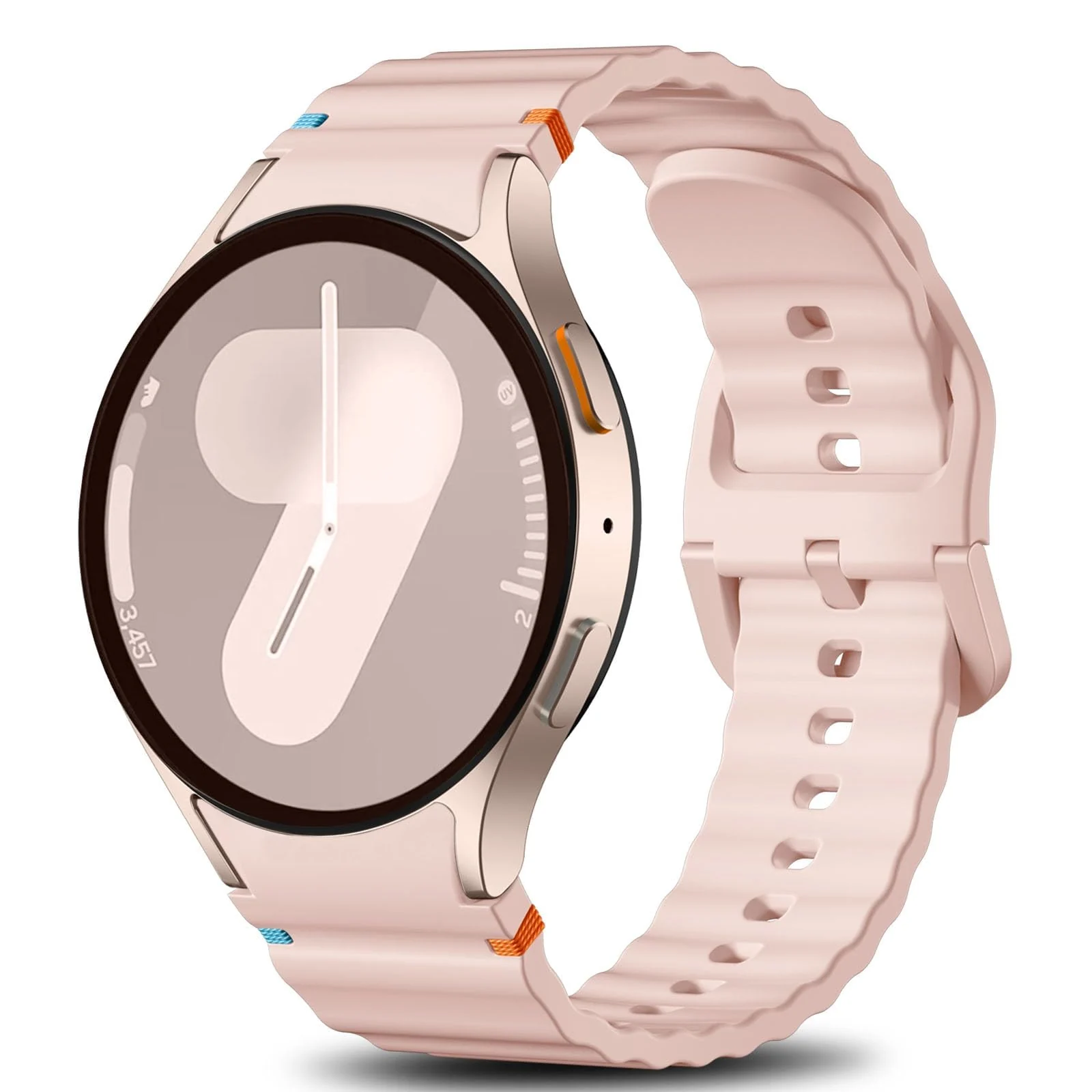 DL3 Mobilak No Gap Sport Bands For Samsung Galaxy Watch 7 6 5 4 FE Strap 40mm 44mm, Soft Silicone Sport Band for Galaxy Watch 6 Classic Straps 47mm 43mm/Galaxy Watch 5 Pro/Watch 4 Classic 42mm 46mm for Men Women - Pink