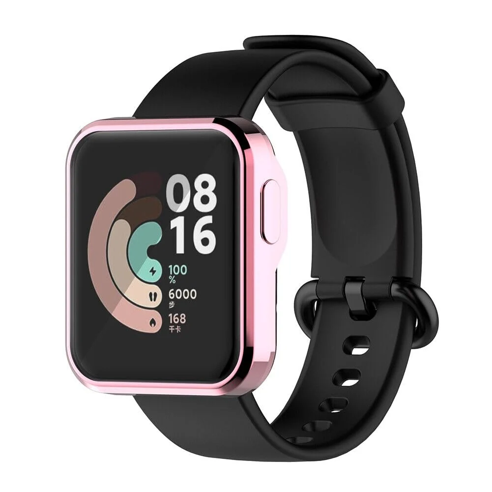 DL3 Mobilak Case Compatible with Xiaomi Mi Watch Lite Case All-Around Screen Protector Watch Soft TPU Shockproof Cover Slim Guard Thin Bumper Shell Protector - Pink
