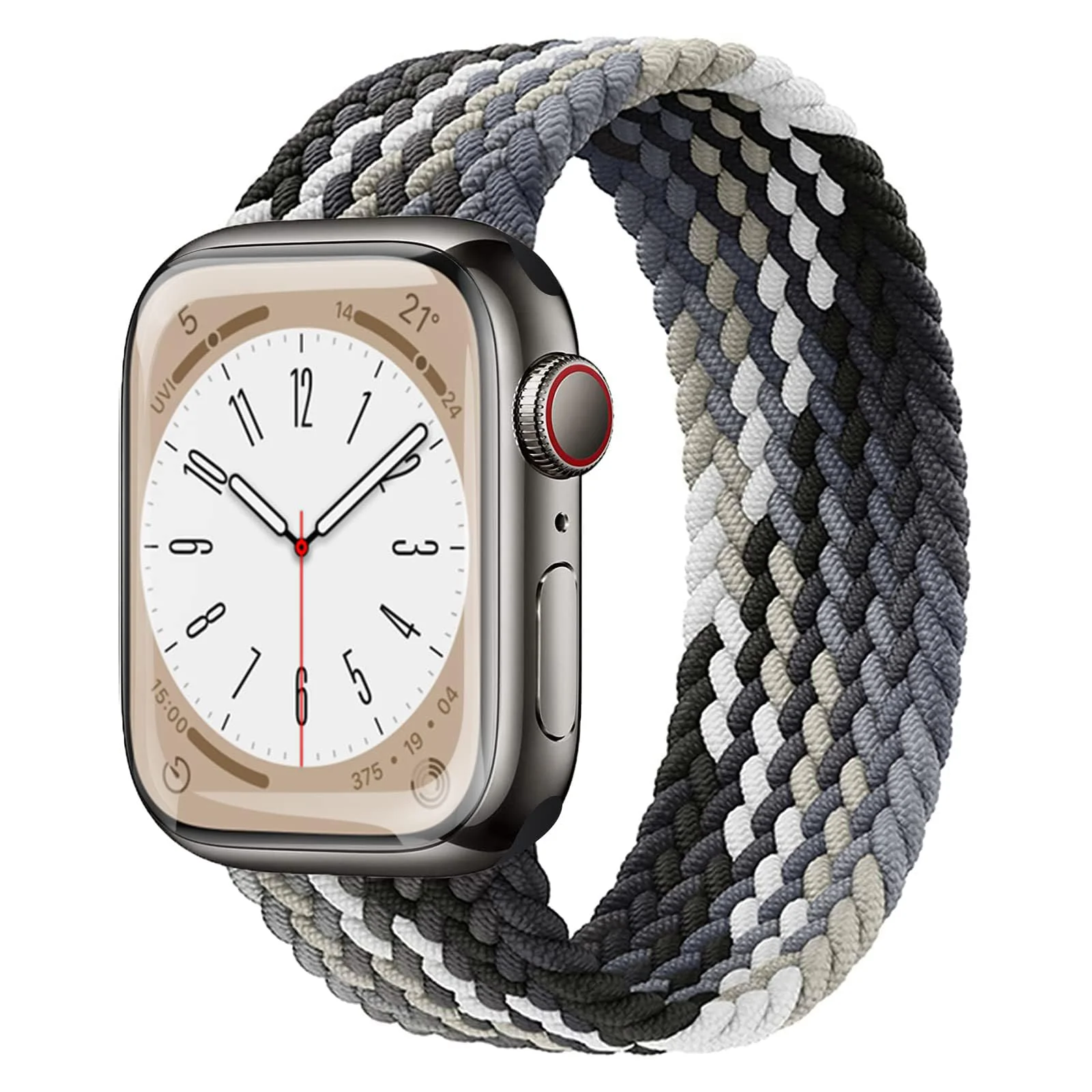 Small — DL3 Mobilak Braided Solo Loop Band For Apple Watch Band 49mm 45mm 44mm 42mm, Replacement Wristband Nylon Strap for iWatch Series SE 9/8/7/6/5/4/3/2/1/Ultra/Ultra 2 (Small) - Black Green White