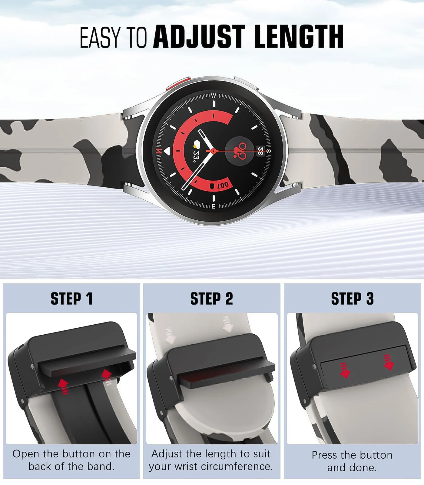 DL3 Mobilak Strap Silicone Magnetic Buckle 20MM For Samsung Gear Sport/Watch 6/5/4/5 Pro 45mm/S2 classic/active 2 40mm 44mm/Amazfit GTS 2/2e/GTS 3/3 Pro/GTS 4/GTS 2 Mini/3 Mini/4 Mini/Bip 3/Bip 3 Pro - Camouflage Beige