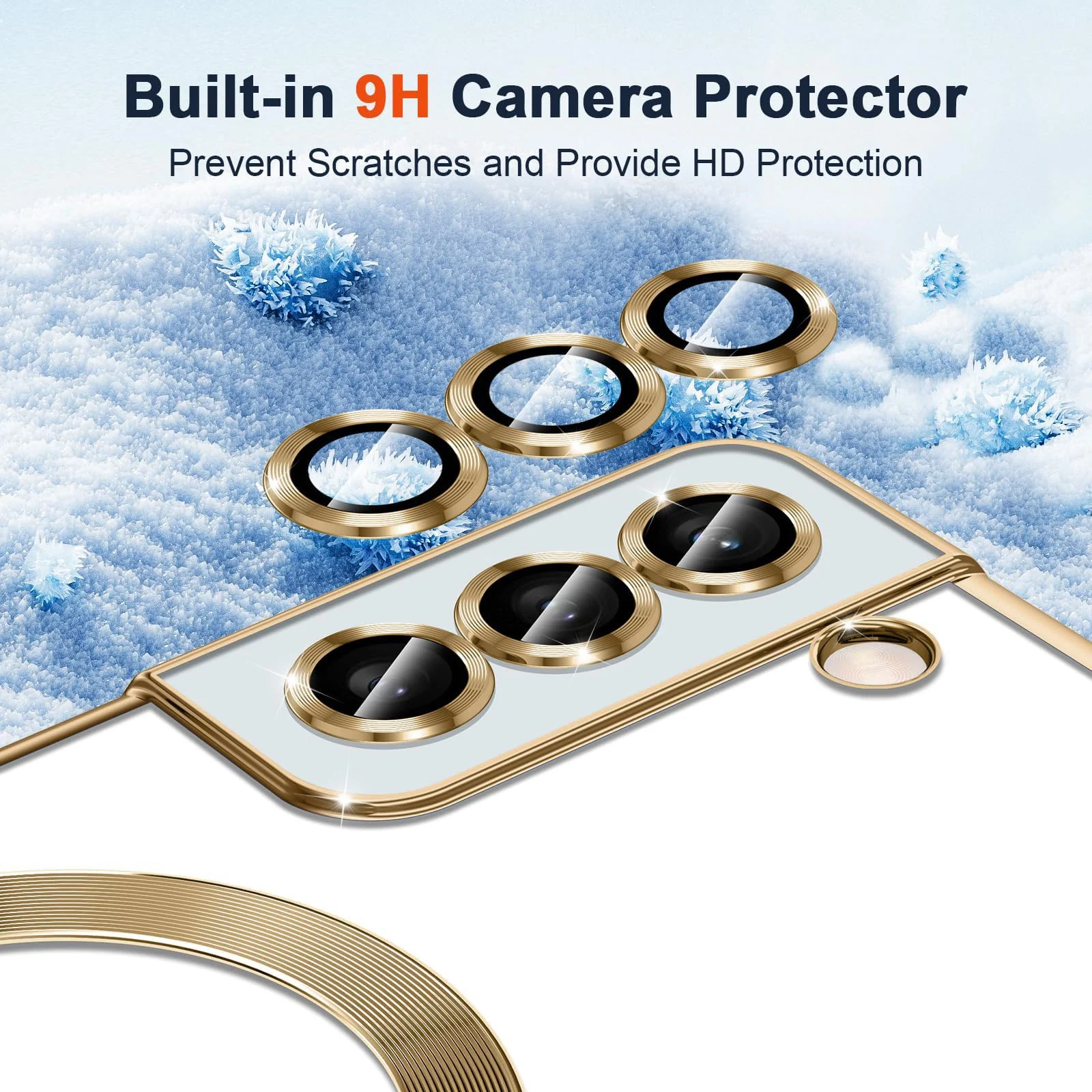 DL3 Mobilak Clear MagSafe-Compatible TPU Case and Camera Lens Protector for Samsung Galaxy S22 Plus - Gold