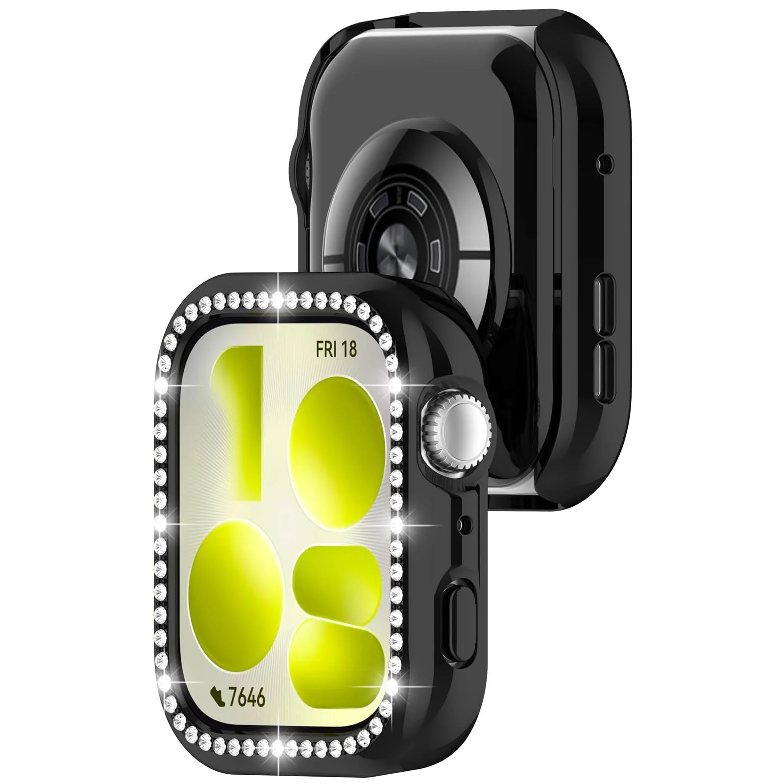 DL3 MOBILAK Crystal Bling Hard PC Watch Bumper for Huawei Watch Fit 5, Black
