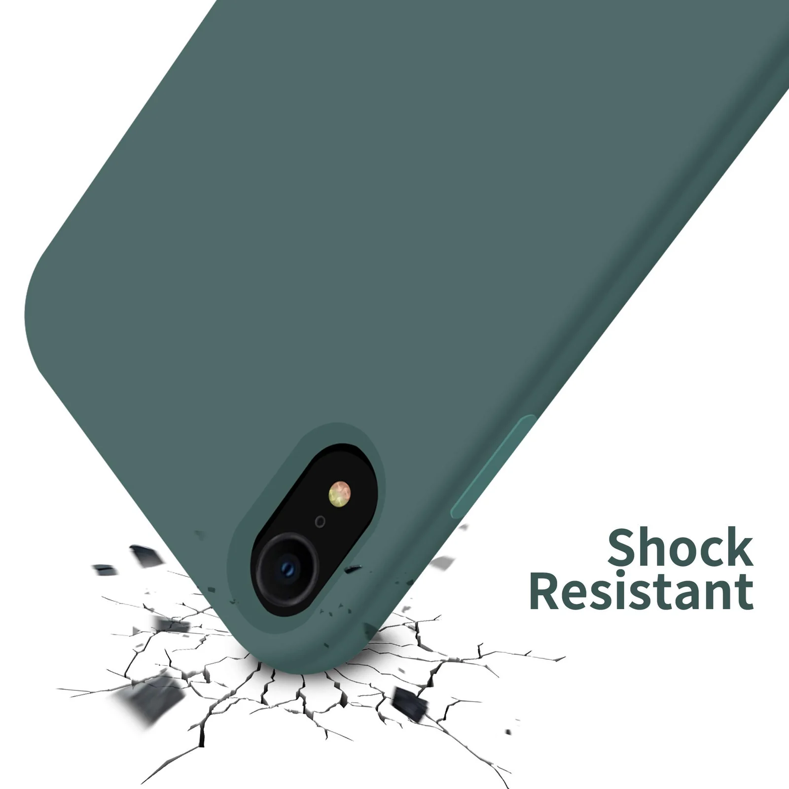 DL3 Mobilak Liquid Silicone Protective Case with Soft Microfiber Lining for iPhone XR - Pine Green