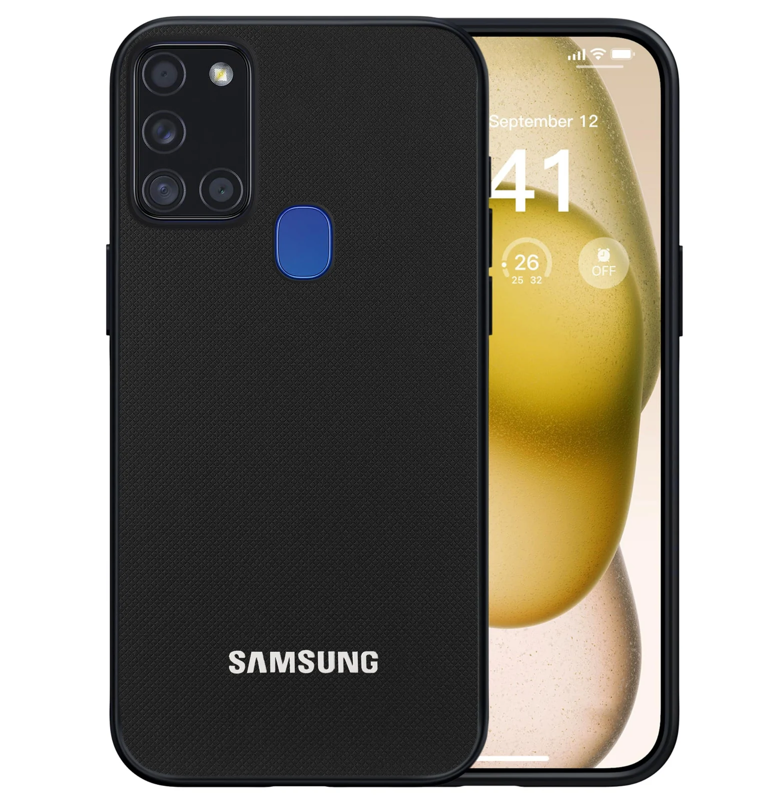 Dl3 Mobilak Compatible with Samsung Galaxy A21s Case Dual Layer Heavy Duty Cell Phone Protective Cover Shockproof Rugged with Non-Slip Textured - Black