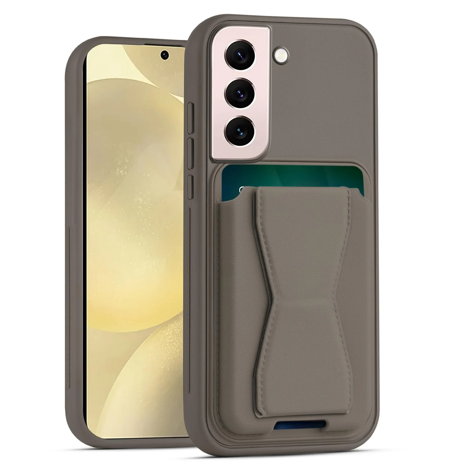DL3 Mobilak Leather Wallet Case for Samsung Galaxy S22 5G, Camera protection, Shock-absorbing protection, Built-in kickstand - Titanium