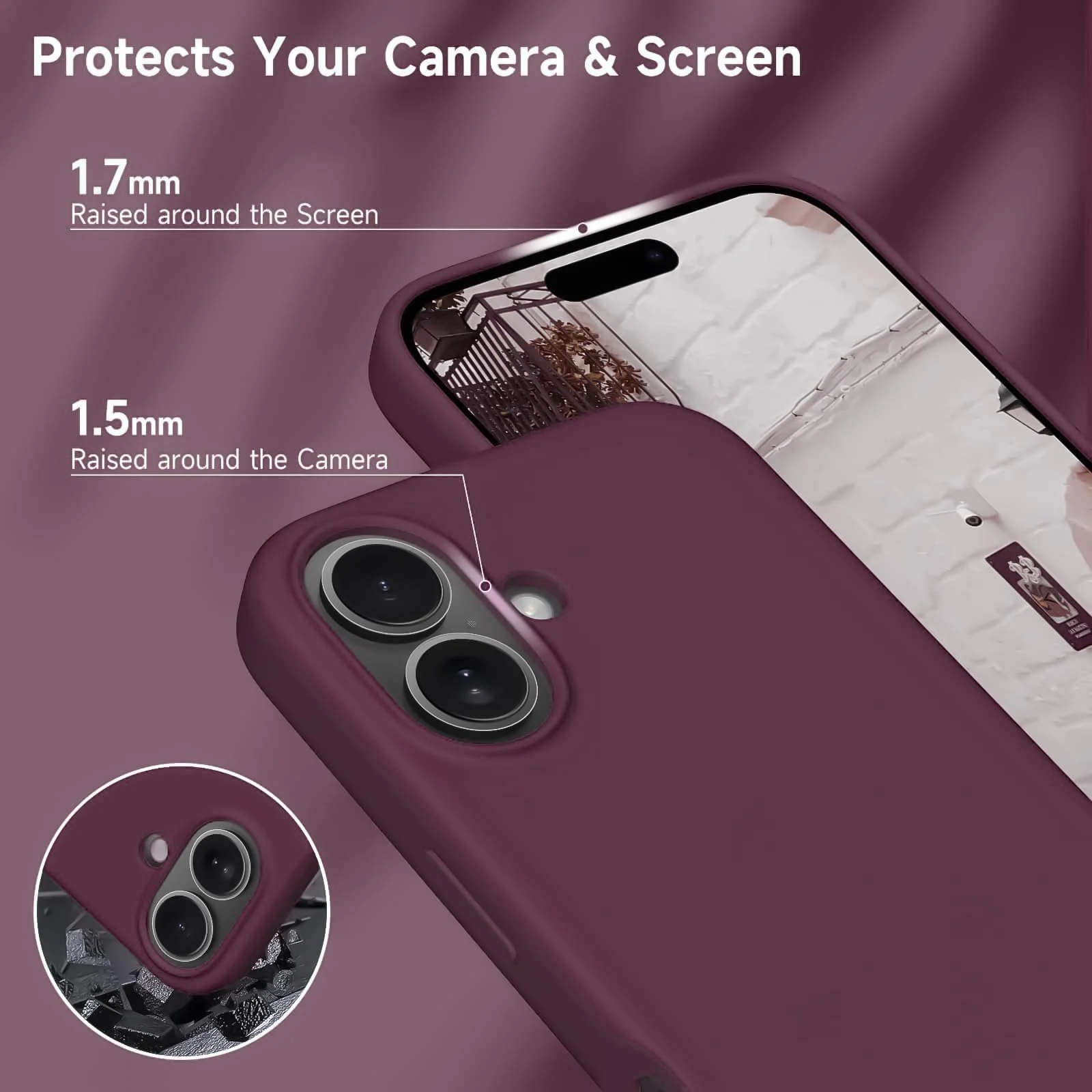 DL3 Mobilak Liquid Silicone Case for iPhone 17 6.3-Inch, Supports wireless charging, Shock-absorbing protection, Scratch-resistant surface - Wine Red