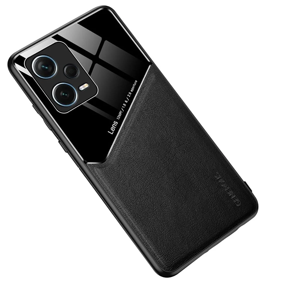 Xiaomi Redmi Note 12 5G / Poco X5 5G / Ultra-Thin — DL3 Mobilak Faux Leather and Plexiglass Protective Case with TPU Frame and Magnetic Car-Mount Support for Xiaomi Redmi Note 12 5G / Poco X5 5G