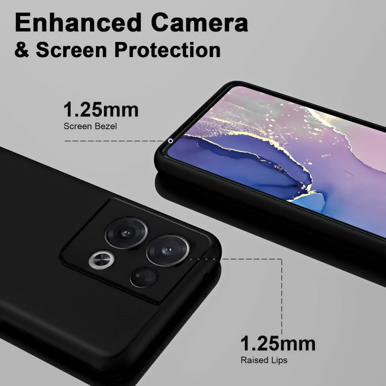 DL3 Mobilak Liquid Silicone Protective Case for OPPO Reno 8 5G with Microfiber Lining and Shockproof Design - Black