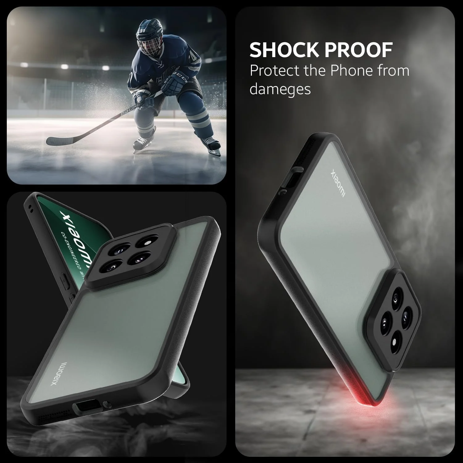 DL3 Mobilak Clear TPU Case for Xiaomi 14 Pro, Camera protection, Shock-absorbing protection, Scratch-resistant surface - Black