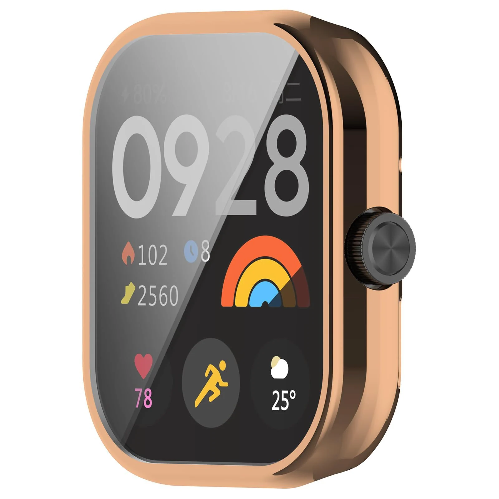 DL3 Mobilak Case Compatible with Xiaomi Redmi Watch 4 Case All-Around with Built-in Screen Protector Watch Soft TPU Shockproof Cover Slim Guard Thin Bumper Shell Protector - Rose Gold